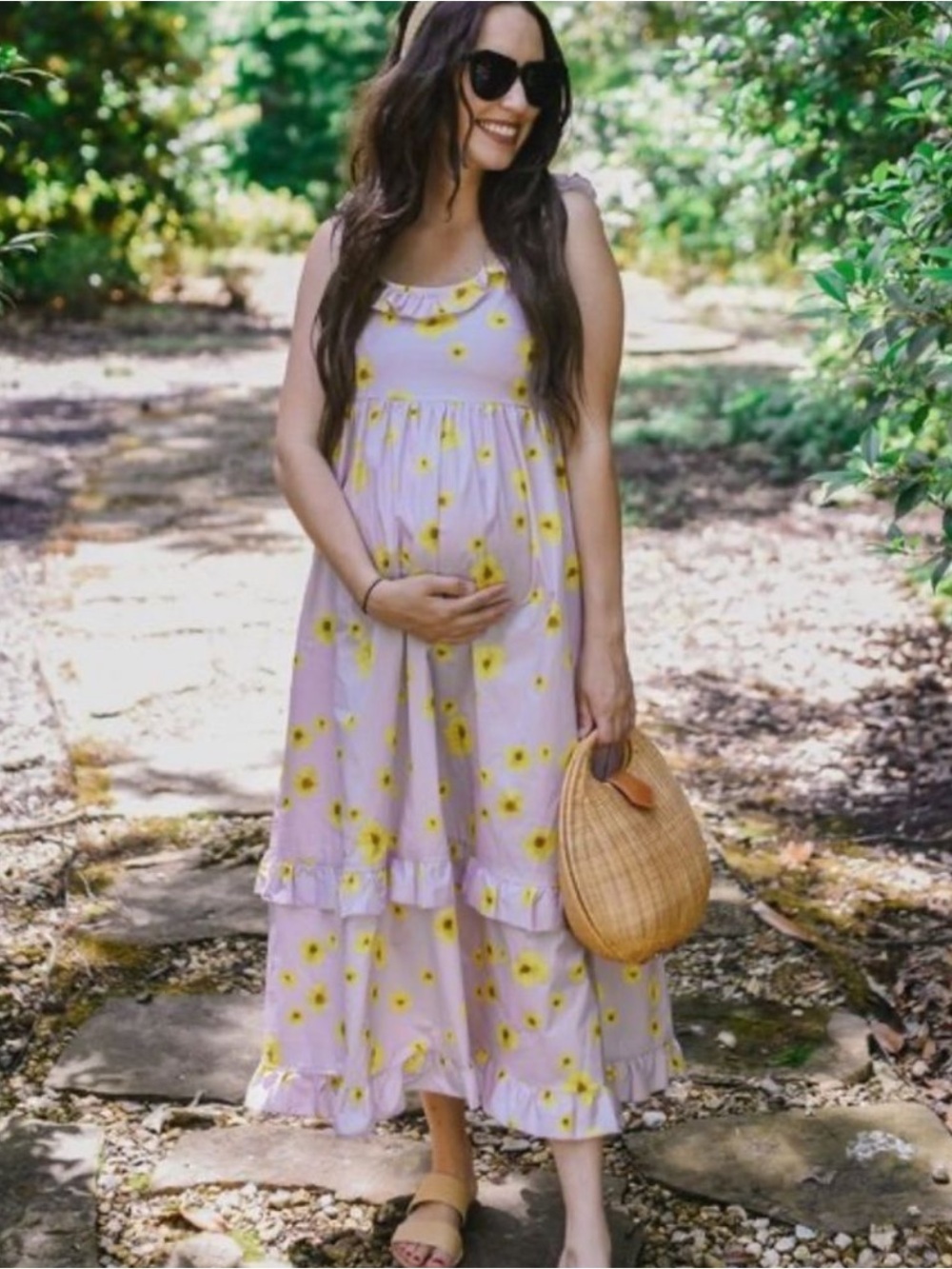 HATCH Rafaela Maternity Maxi Dress in Lilac Poppy Size Medium
